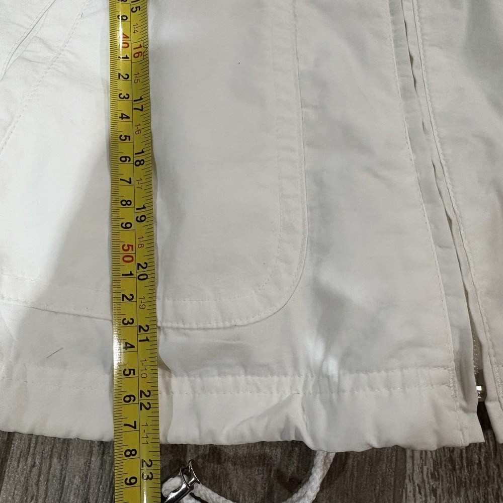 Talbots Womens White Hooded Windbreaker Jacket Mesh Lined Zip Up Size S Preppy - Picture 7 of 9